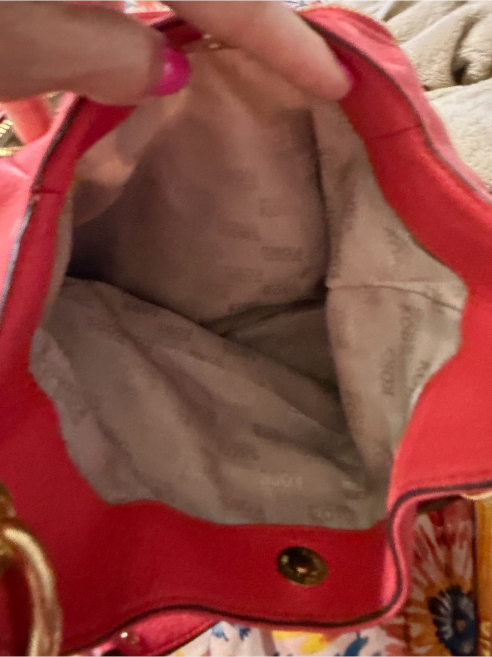 Michael Kors Coral Pink Pebbled Leather Hobo Bag - Picture 5 of 5